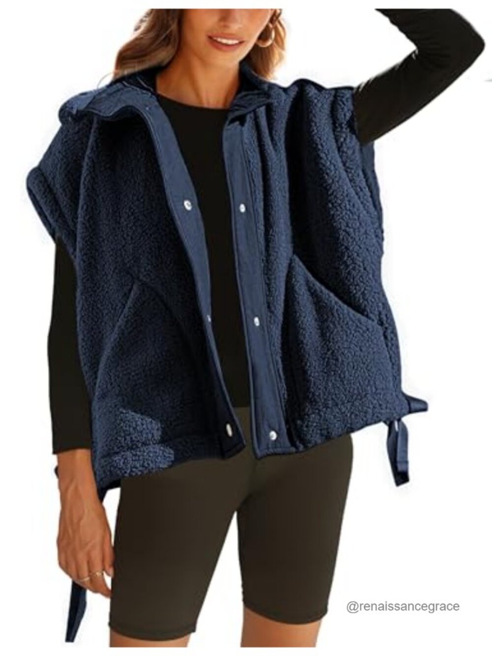 Sherpa Fleece Vest Fuzzy Oversized Sleeveless Jacket